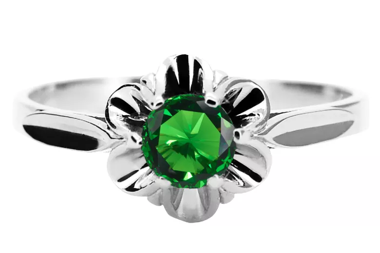 Emerald Sterling silver 925 Ring Vintage craft vrc004s