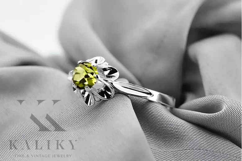 Anillo Vintage craft Peridoto Amarillo Plata de ley 925 vrc004s