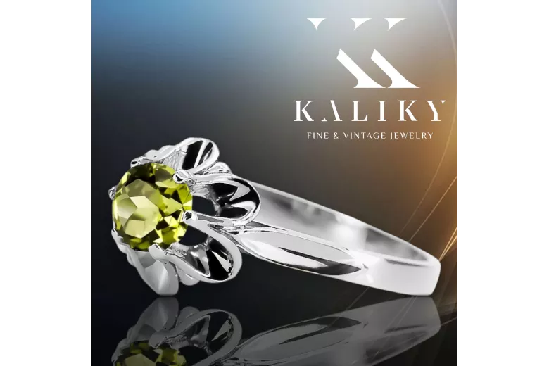 Каблучка Vintage craft Yellow Peridot зі срібла 925 проби vrc004s