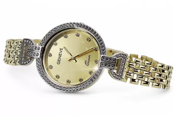 Ceas de damă Geneve din aur galben de 14k Cadran de aur Lady Gift lw006ydy