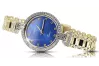 Amarillo dama de oro de 14k reloj de Geneve Lady esfera azul de regalo lw004ydbl