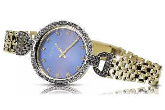 Prześliczny 14k złoty damski zegarek Geneve lw005ydbl