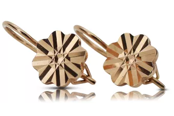Rosa vintage rosa 14k 585 pendientes de flor de oro ven163