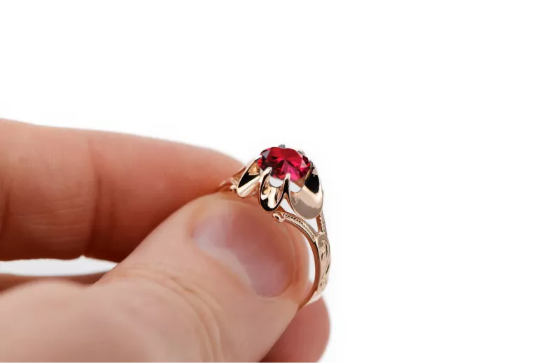 Ring Vintage Stil Ruby Original Jahrgang 14K Rose Gold vrc377r