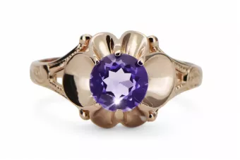 Александритский оригинальный винтаж 14K розовое золотое кольцо винтажный стиль vrc377r