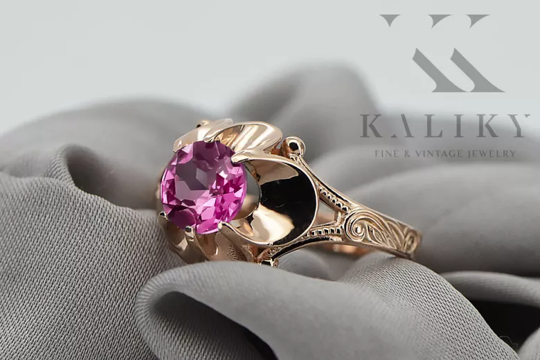 Amethyst Original Vintage 14K Rose Gold Ring Vintage Handwerk vrc377r