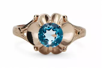 Vintage Ring Aquamarine Original Vintage 14K Rose Gold vrc377r