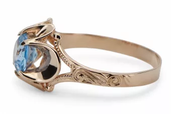 Винтаж пръстен аквамарин оригинален Винтаж 14K Розово злато vrc377r