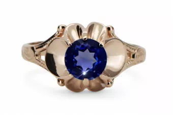 Original Vintage 14K Rose oro zafiro anillo vintage arte vrc377r