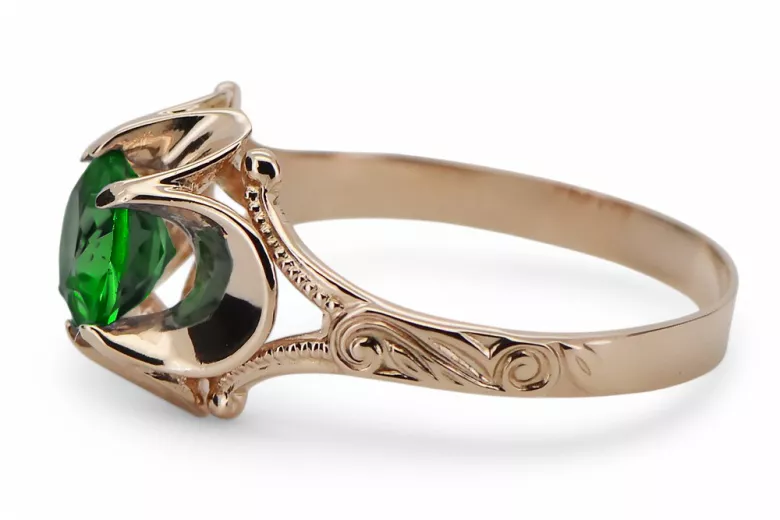 Ring Vintage style Emerald Original Vintage 14K Rose Gold vrc377r