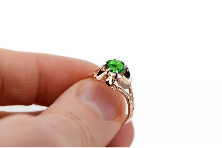 Ring Vintage Stil Emerald Original Vintage 14K Rose Gold vrc377r