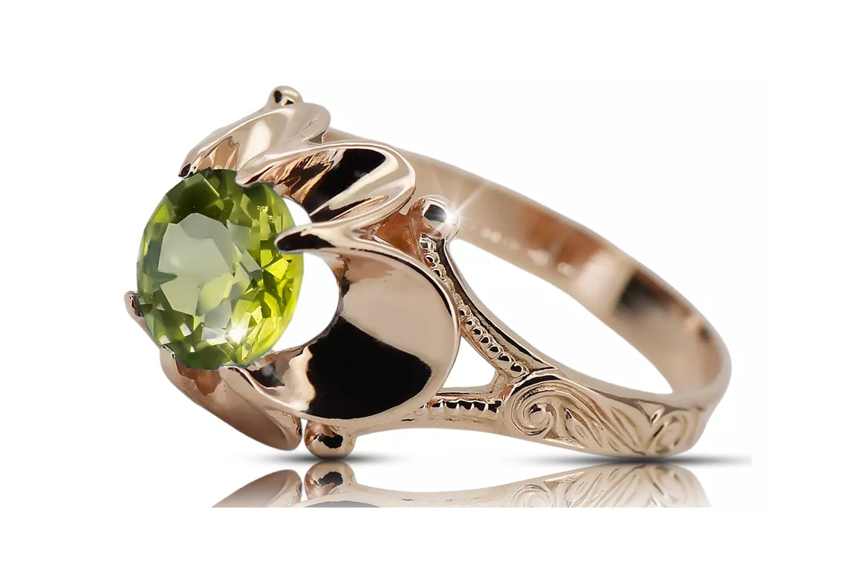 Style vintage Ring Yellow Peridot Original Vintage 14K Rose Gold vrc377r