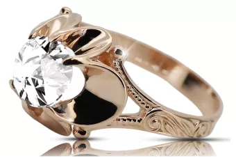 Original Vintage Anneau Zircon Gold 14K Rose Vintage style vrc377r