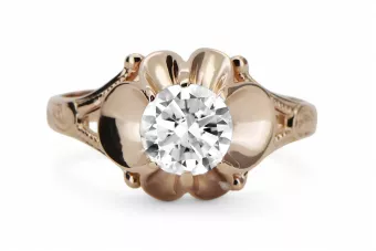 Оригинальный Vintage 14K розовое золотое кольцо циркона Винтажный стиль vrc377r