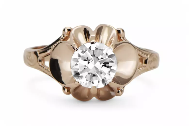 Original Vintage 14K Rose Gold Zircon Ring Vintage style vrc377r