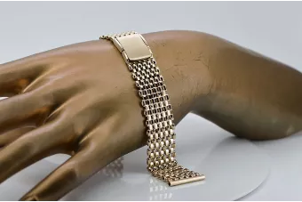 Руска розова розова мъжка 14k 585 златна гривна за часовник mbw004r