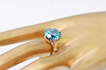 Anillo Aguamarina Oro rosa antiguo original de 14k Joyería vintage vrc073r