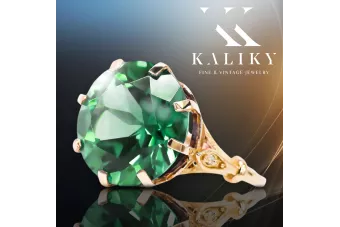 Anillo Vintage Esmeralda Oro rosa antiguo original de 14k vrc073r