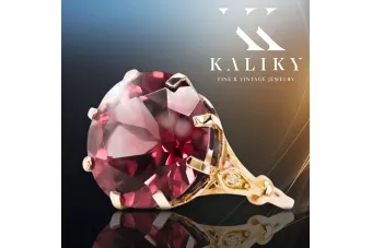 Рубинен оригинален ретро 14K розов златен пръстен Ретро бижута vrc073