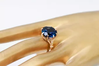 خاتم أصلي من الذهب الوردي عيار 14 قيراطًا مرصع بالياقوت الأزرق من مجموعة Vintage Jewelry vrc073r