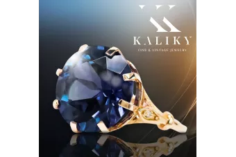 Originalus senovinis 14K rožinio aukso safyro žiedas senovinis papuošalas vrc073r