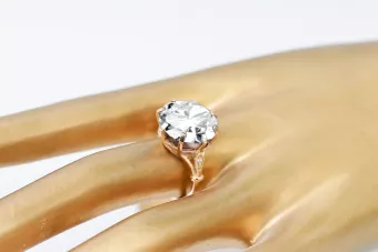 خاتم زركون أصلي من الذهب الوردي عيار 14 قيراطًا من Vintage vrc073r