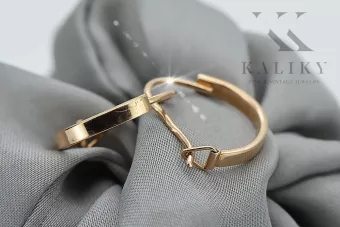 Vintage rose pink 14k 585 gold  round earrings ven055