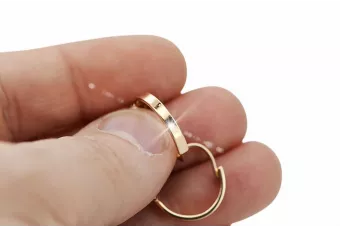 Vintage rose pink 14k 585 gold  round earrings ven055