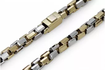 سلسلة مرساة فريدة من الذهب عيار ١٤ بلونين، موديل جديد، ممتاز!cc068yw