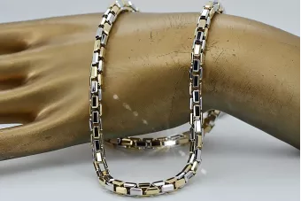 سلسلة مرساة فريدة من الذهب عيار ١٤ بلونين، موديل جديد، ممتاز!cc068yw