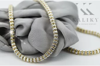 سلسلة فانتازيا ذهبية فريدة بلونين عيار ١٤ قيراطًا، ممتازة!cc069yw