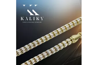 سلسلة فانتازيا ذهبية فريدة بلونين عيار ١٤ قيراطًا، ممتازة!cc069yw