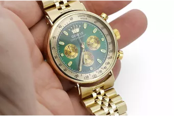 Gold men's watch Geneve ★ zlotychlopak.pl ★ Gold purity 585 333 Low Price!