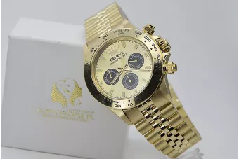 Złoty zegarek z bransoletą męski 14k Geneve mw014ydgb&mbw022y