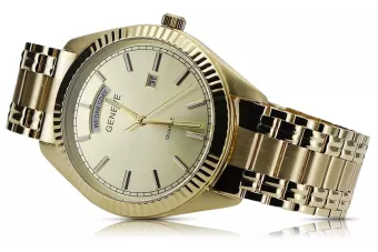 Zlaté mužské hodinky 14k 585 Geneve MW008YDY & MBA006YO