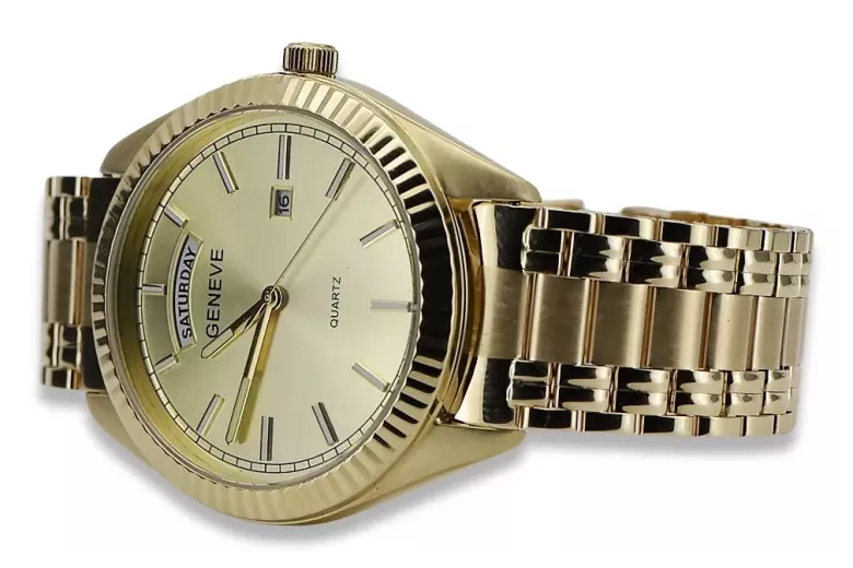 Χρυσό ρολόι ανδρών 14k 585 Geneve mw008ydy&mba006yo