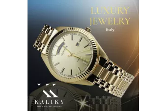 Złoty zegarek męski 14k 585 Geneve mw008ydy&mba012yo
