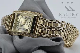 14K Gold Diamond Women's Watch, Rectangle 0.25ct lwd035ydy&lbw001y
