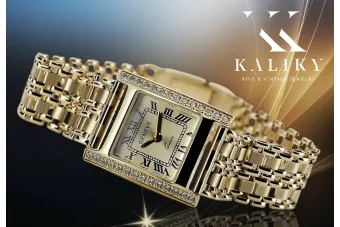 14K Gold Diamond Жіноча годинник, прямокутник 0.25ct lwd035ydy&lbw001y