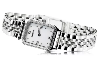 Zegarek z białego złota 14k damską z bransoletą Geneve lw055wdw&lbw008w