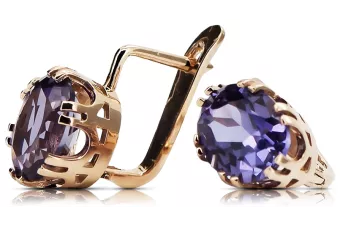 Pendientes Alexandrite Original Vintage 14K Rose Gold Estilo vintage vec016r