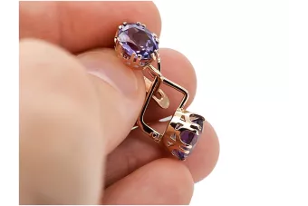 Pendientes Alexandrite Original Vintage 14K Rose Gold Estilo vintage vec016r