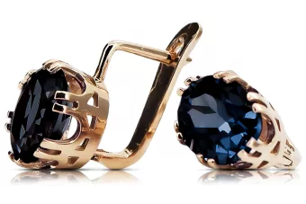 Оригинални ретро сапфирени обеци от 14K розово злато Ретро бижута vec016r