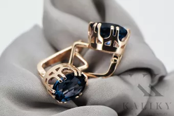 Оригинални ретро сапфирени обеци от 14K розово злато Ретро бижута vec016r