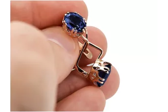 Zafiro Original Vintage 14K Pendientes de oro rosas joyería vintage vec016r