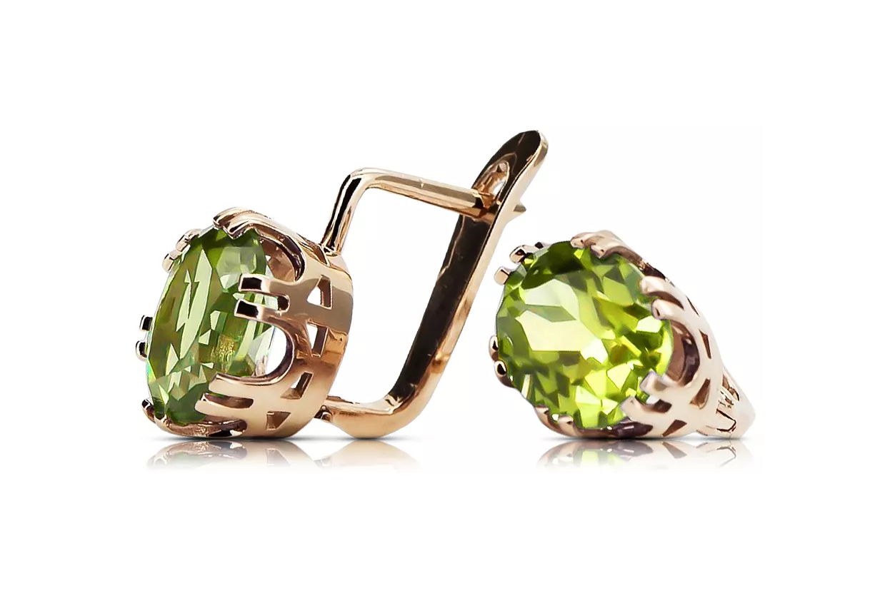 Earrings Vintage craft Yellow Peridot Original Vintage 14K Rose Gold vec016r Earrings Vintage craft Yellow Peridot Original Vintage 14K Rose Gold vec016r