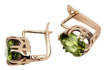 Pendientes Peridoto amarillo Oro rosa antiguo original de 14k Vintage vec016r