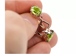 Earrings Vintage craft Yellow Peridot Original Vintage 14K Rose Gold vec016r