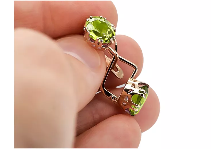 Earrings Vintage craft Yellow Peridot Original Vintage 14K Rose Gold vec016r