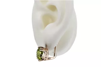 Pendientes Peridoto amarillo Oro rosa antiguo original de 14k Vintage vec016r
